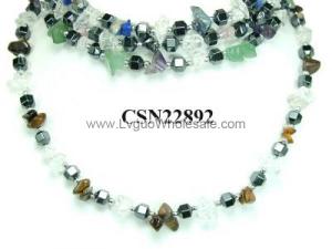 Assorted Colored Semi-Precious Stone Beads And Hematite Beads Strands Necklace